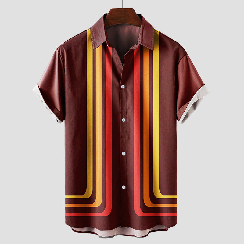 Retro Hemd für Herren im Sommerstil mit Streifenmuster