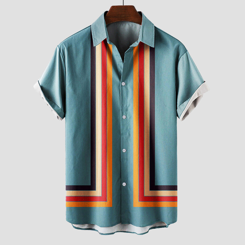 Retro Hemd für Herren im Sommerstil mit Streifenmuster