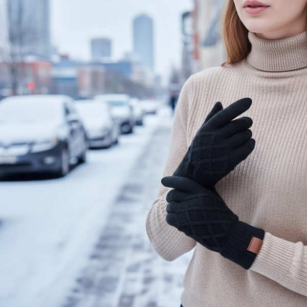 Handschuhe Damen Thermo Gestrickt Touchscreen Winter