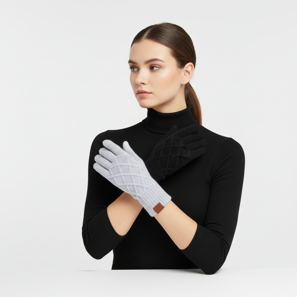 Handschuhe Damen Thermo Gestrickt Touchscreen Winter