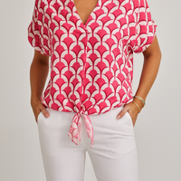 Damen Top Relaxed Fit Freizeit mit Bindesaum und Figurbetontem Schnitt