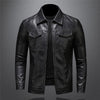 Lederjacke Herren – Slim Fit Übergangsjacke mit Reißverschluss Schwarz