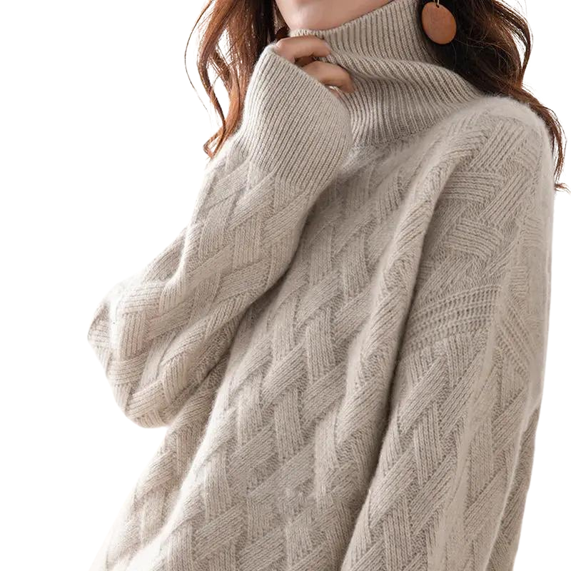 Damen Kaschmir Rollkragenpullover Regular Fit Freizeit