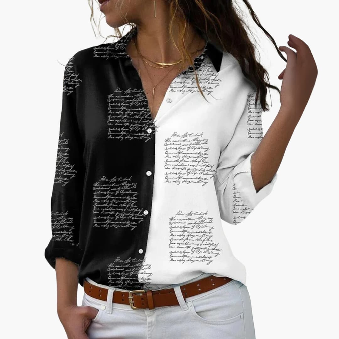 Damen Bluse Regular Fit Freizeit mit floralem Kontrastmuster