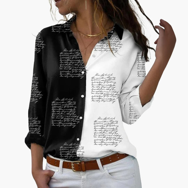 Damen Bluse Regular Fit Freizeit mit floralem Kontrastmuster