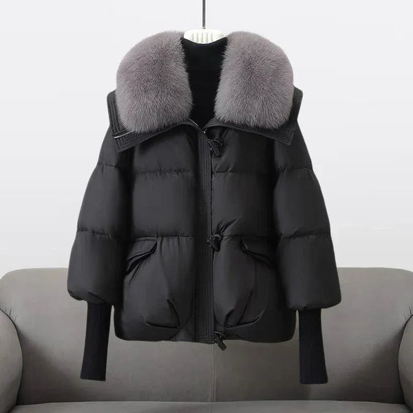 Damen Slim Fit Mantel Winter Elegant mit Kunstfellkragen
