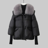 Damen Slim Fit Mantel Winter Elegant mit Kunstfellkragen