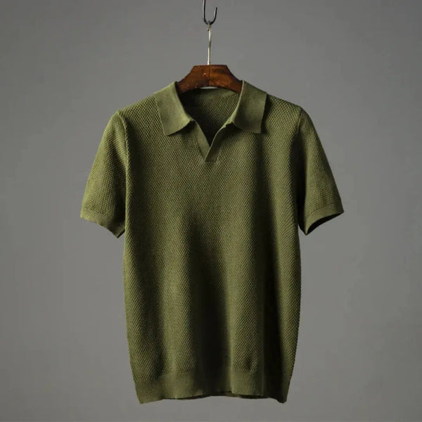 Poloshirt Herren Waffelkragen Baumwolle Kurzarm Sommer