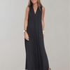Damen Slim Fit Kleid mit V-Ausschnitt Sommer Freizeit