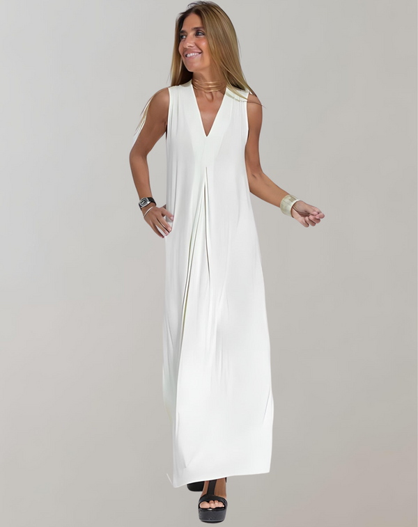 Damen Slim Fit Kleid mit V-Ausschnitt Sommer Freizeit