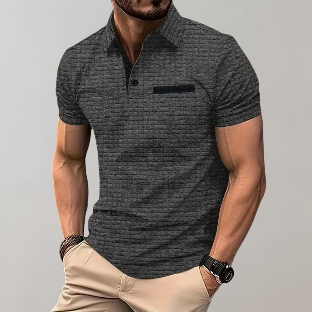Waffelstrick Poloshirt Herren mit Kontrastfarbe | Stilvolles Design für Elegante Looks 3