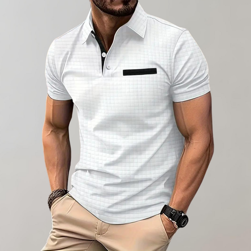 Waffelstrick Poloshirt Herren mit Kontrastfarbe | Stilvolles Design für Elegante Looks 4
