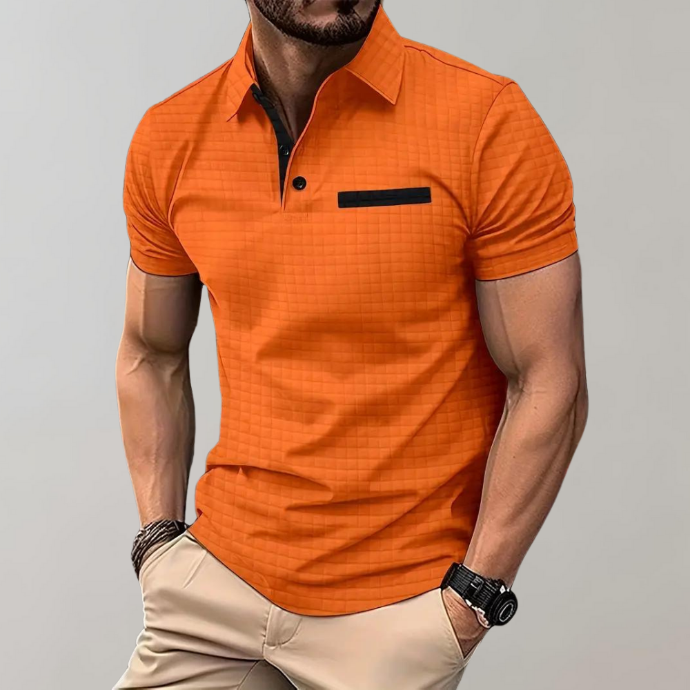 Waffelstrick Poloshirt Herren mit Kontrastfarbe | Stilvolles Design für Elegante Looks 5