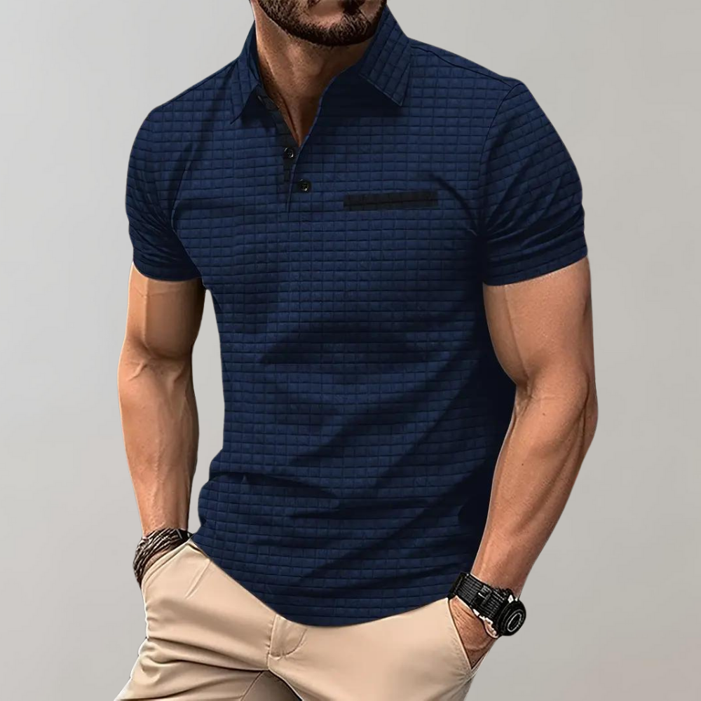 Waffelstrick Poloshirt Herren mit Kontrastfarbe | Stilvolles Design für Elegante Looks 6