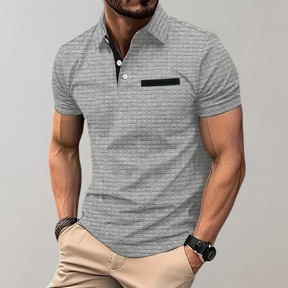 Waffelstrick Poloshirt Herren mit Kontrastfarbe | Stilvolles Design für Elegante Looks 7