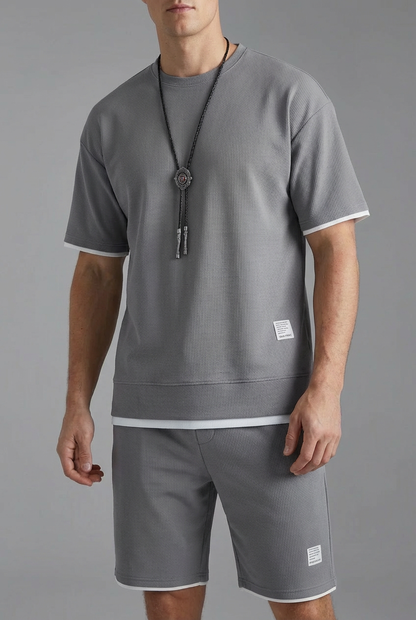 Herren Lounge-Set Relaxed Fit Freizeit T-Shirt und Shorts