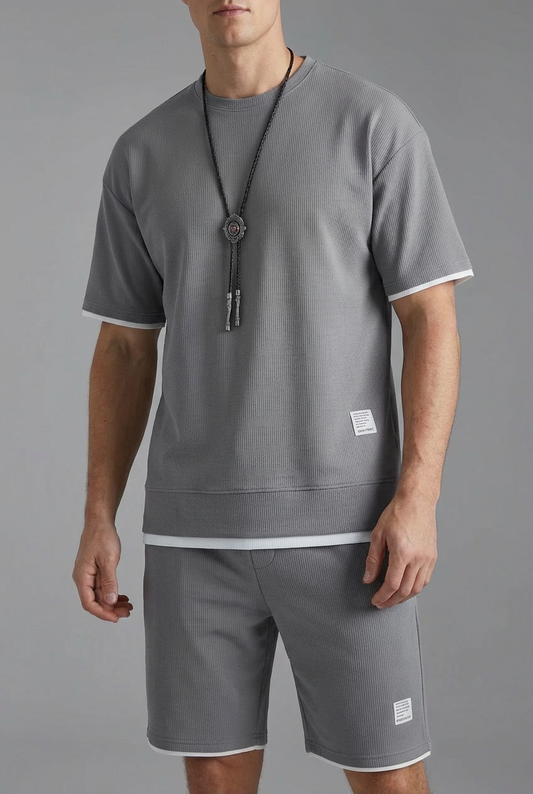Herren Lounge-Set Relaxed Fit Freizeit T-Shirt und Shorts