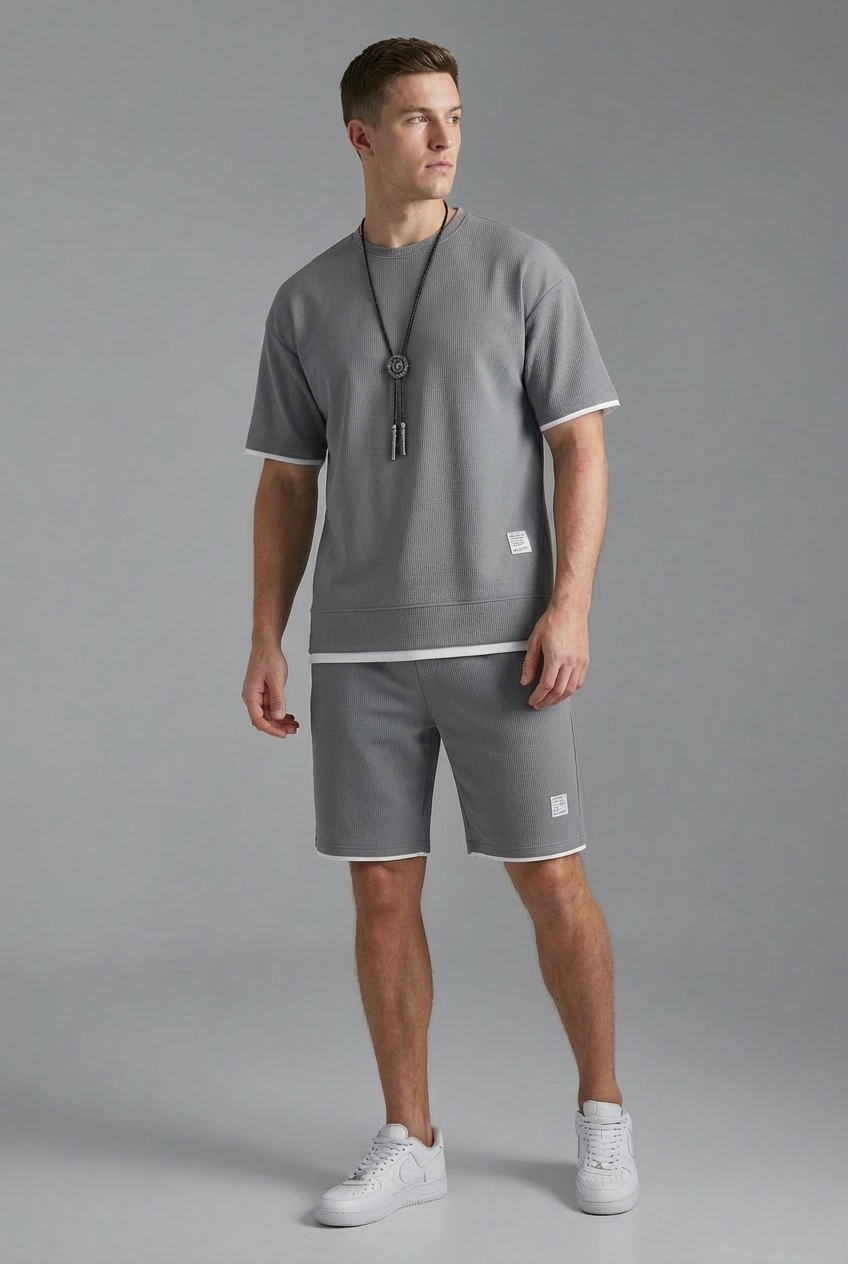Herren Lounge-Set Relaxed Fit Freizeit T-Shirt und Shorts