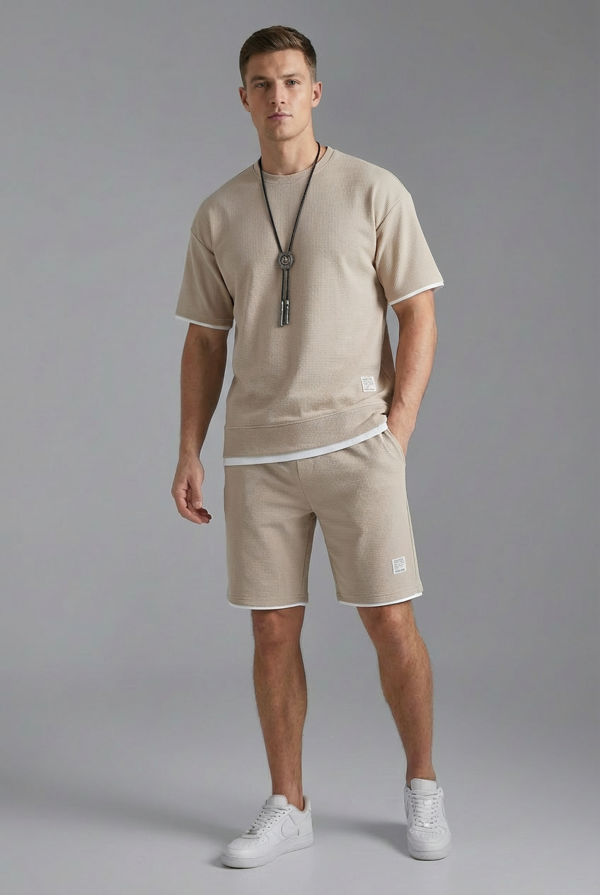 Herren Lounge-Set Relaxed Fit Freizeit T-Shirt und Shorts