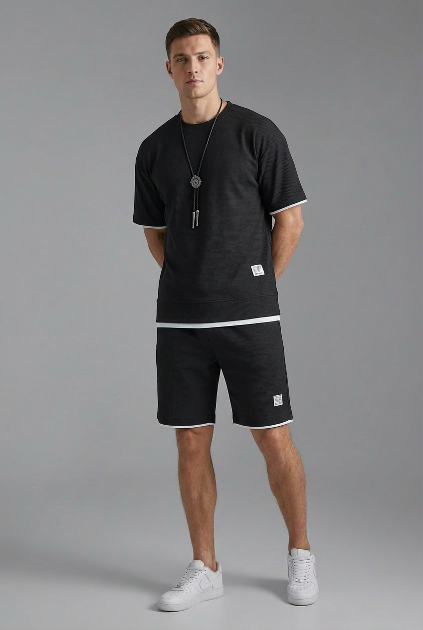 Herren Lounge-Set Relaxed Fit Freizeit T-Shirt und Shorts