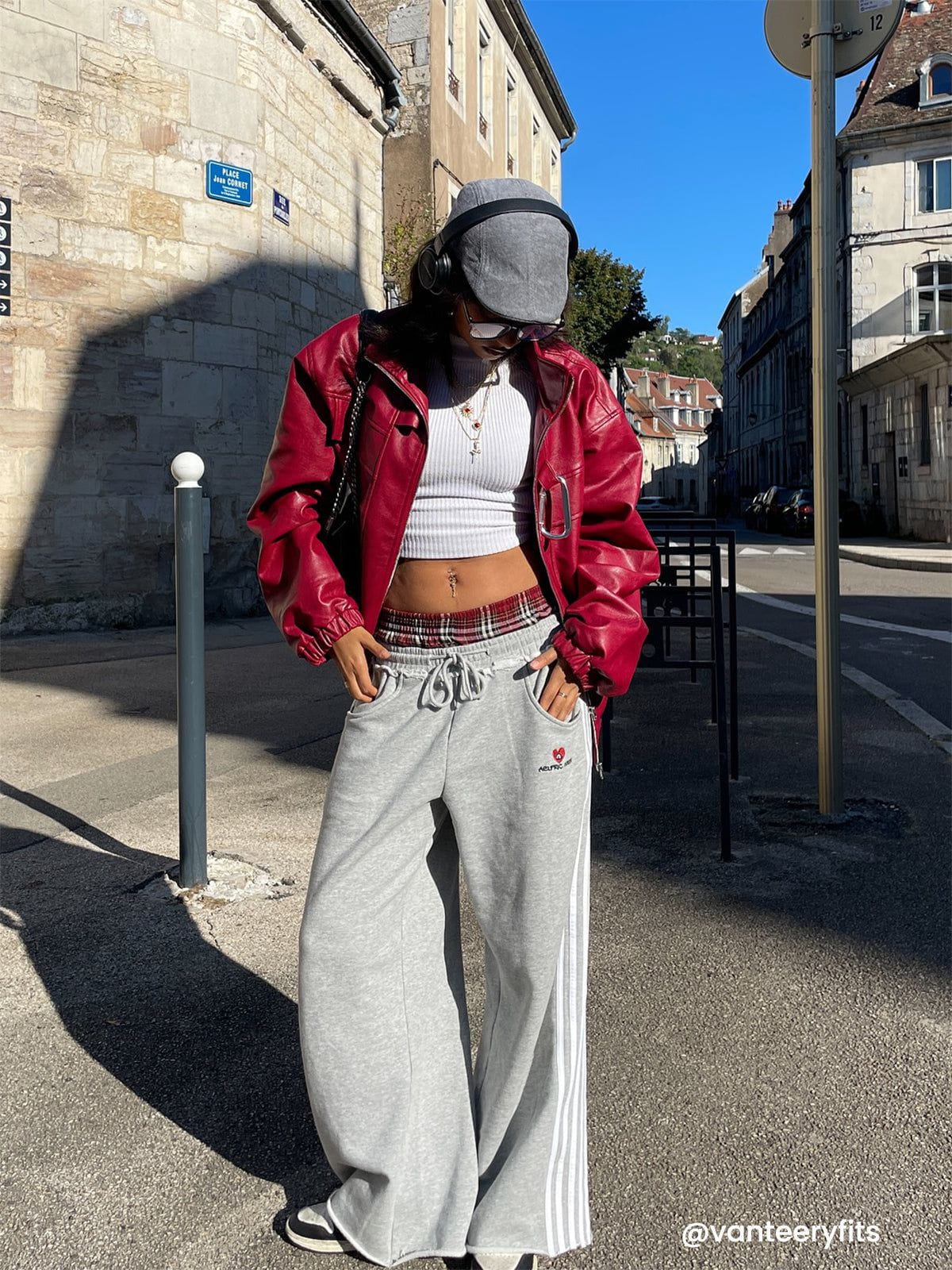 Jogginghose Damen Weit Relaxed Fit Freizeit Retroakzent