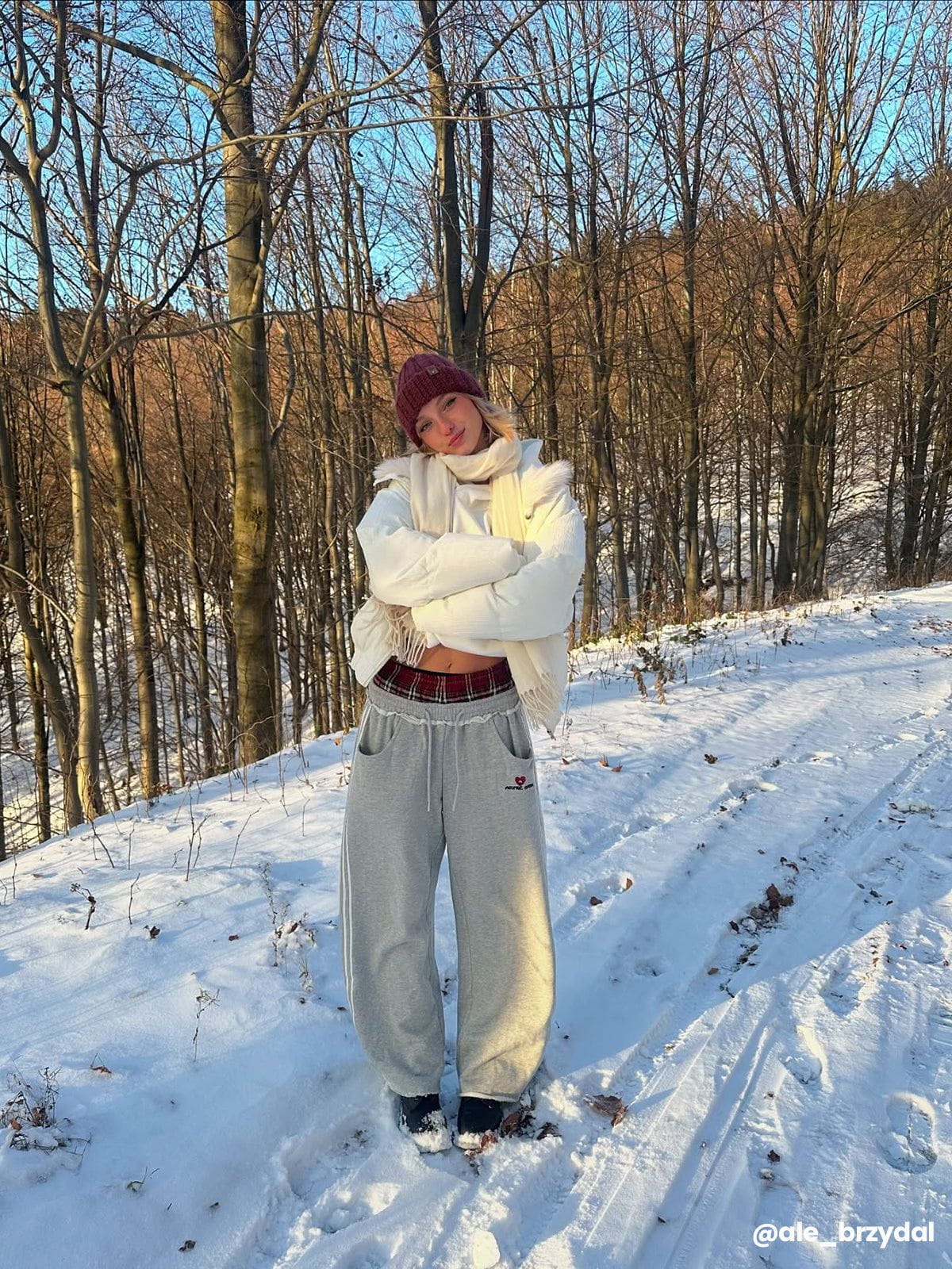 Jogginghose Damen Weit Relaxed Fit Freizeit Retroakzent
