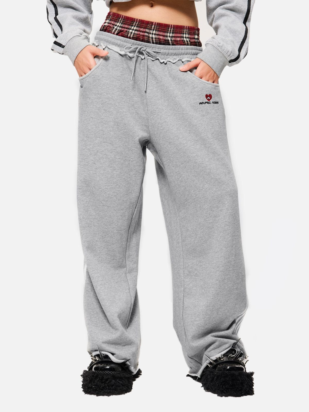 Jogginghose Damen Weit Relaxed Fit Freizeit Retroakzent