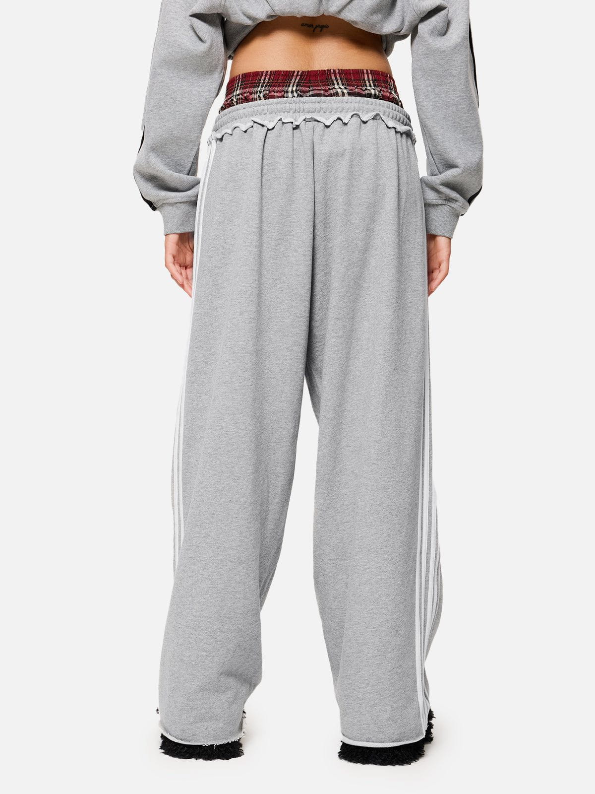 Jogginghose Damen Weit Relaxed Fit Freizeit Retroakzent