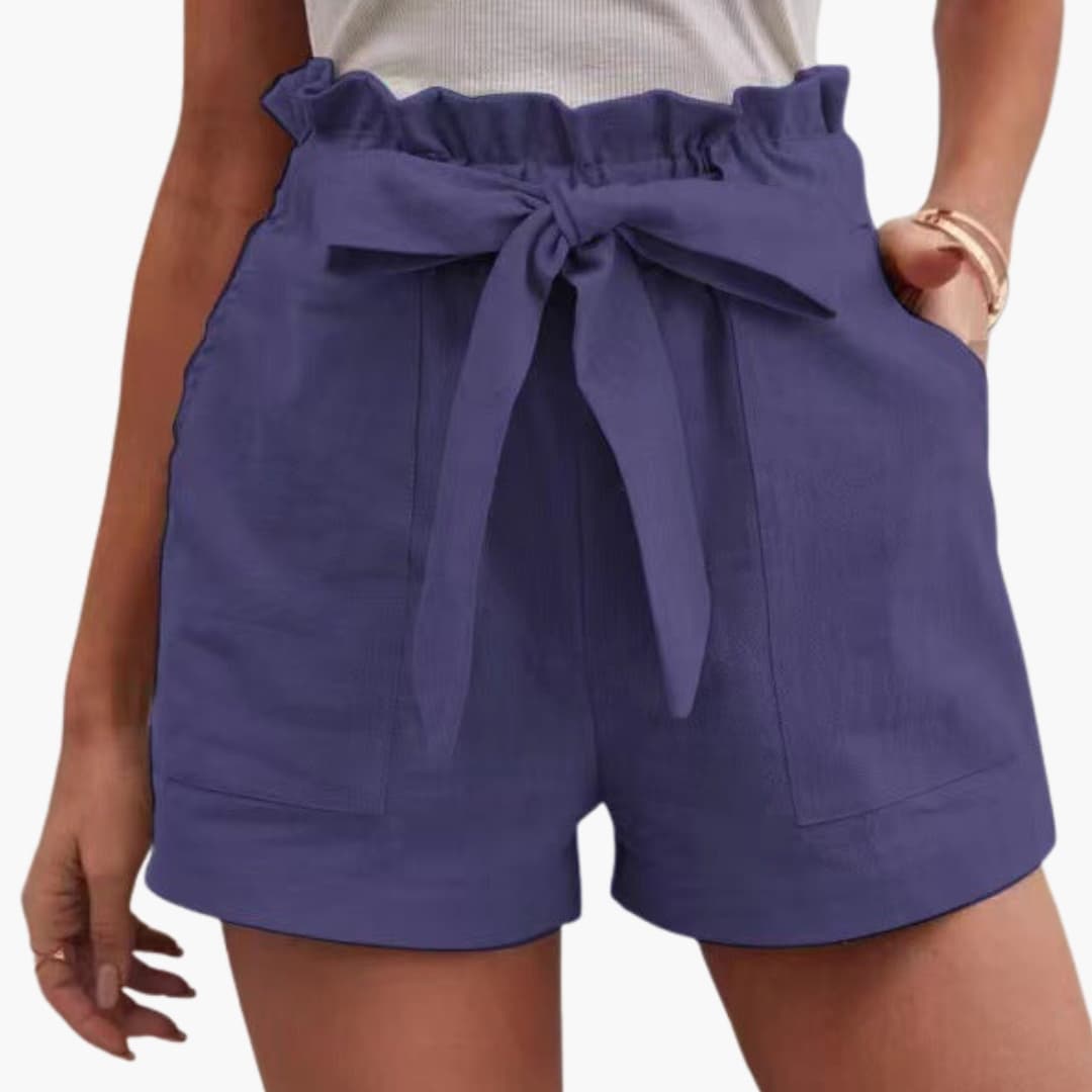 Damen Shorts mit Bindegürtel und breitem Bund Freizeit