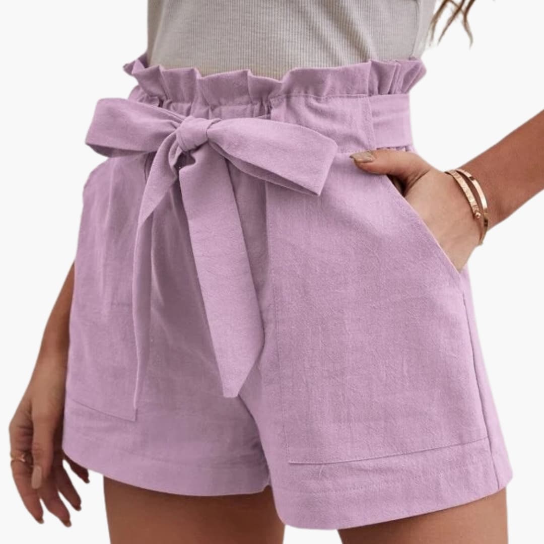 Damen Shorts mit Bindegürtel und breitem Bund Freizeit
