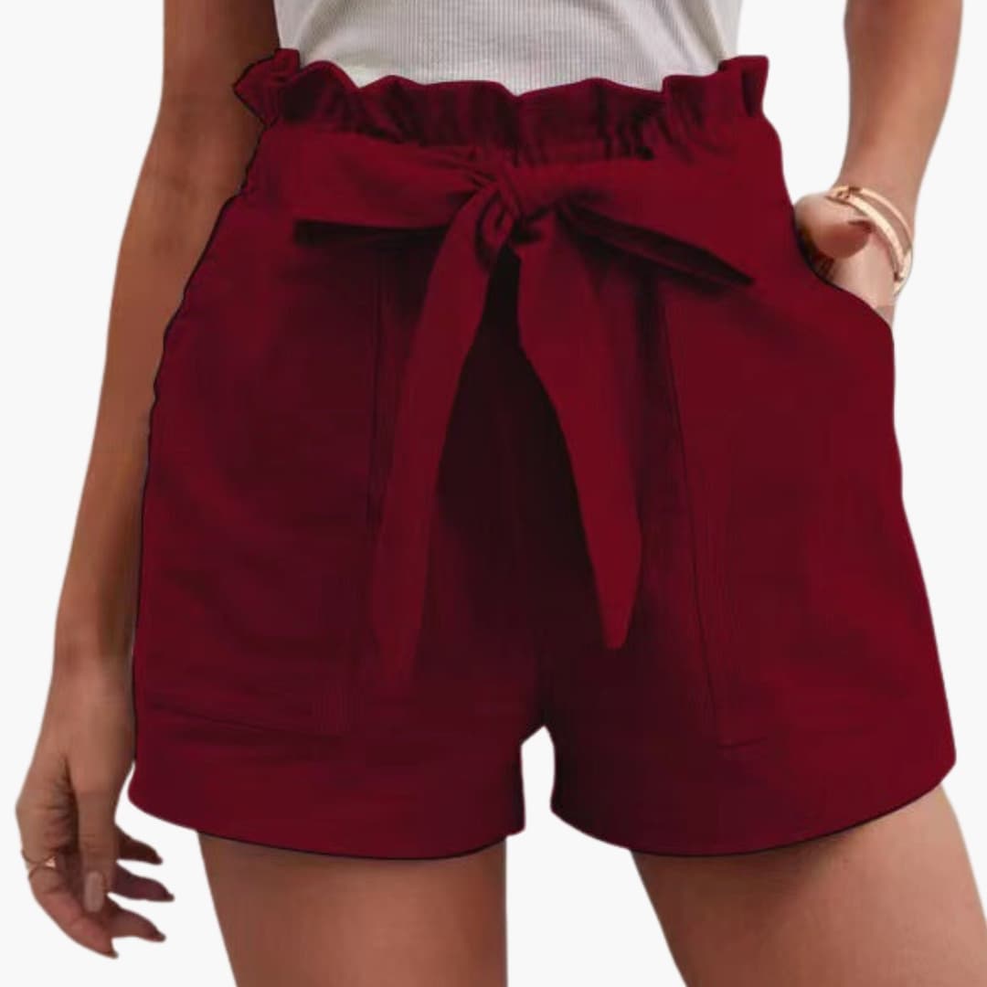 Damen Shorts mit Bindegürtel und breitem Bund Freizeit