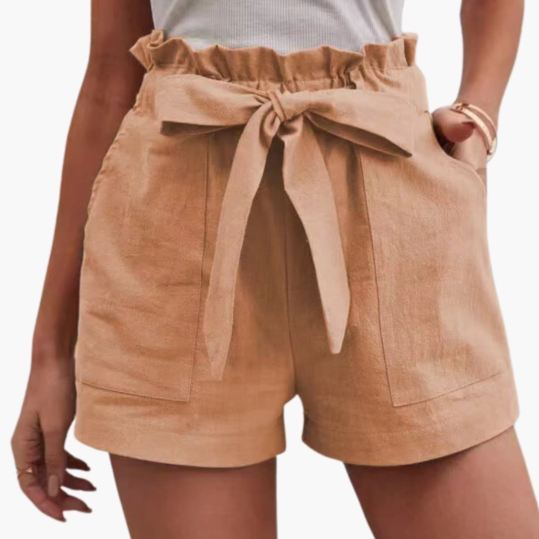 Damen Shorts mit Bindegürtel und breitem Bund Freizeit