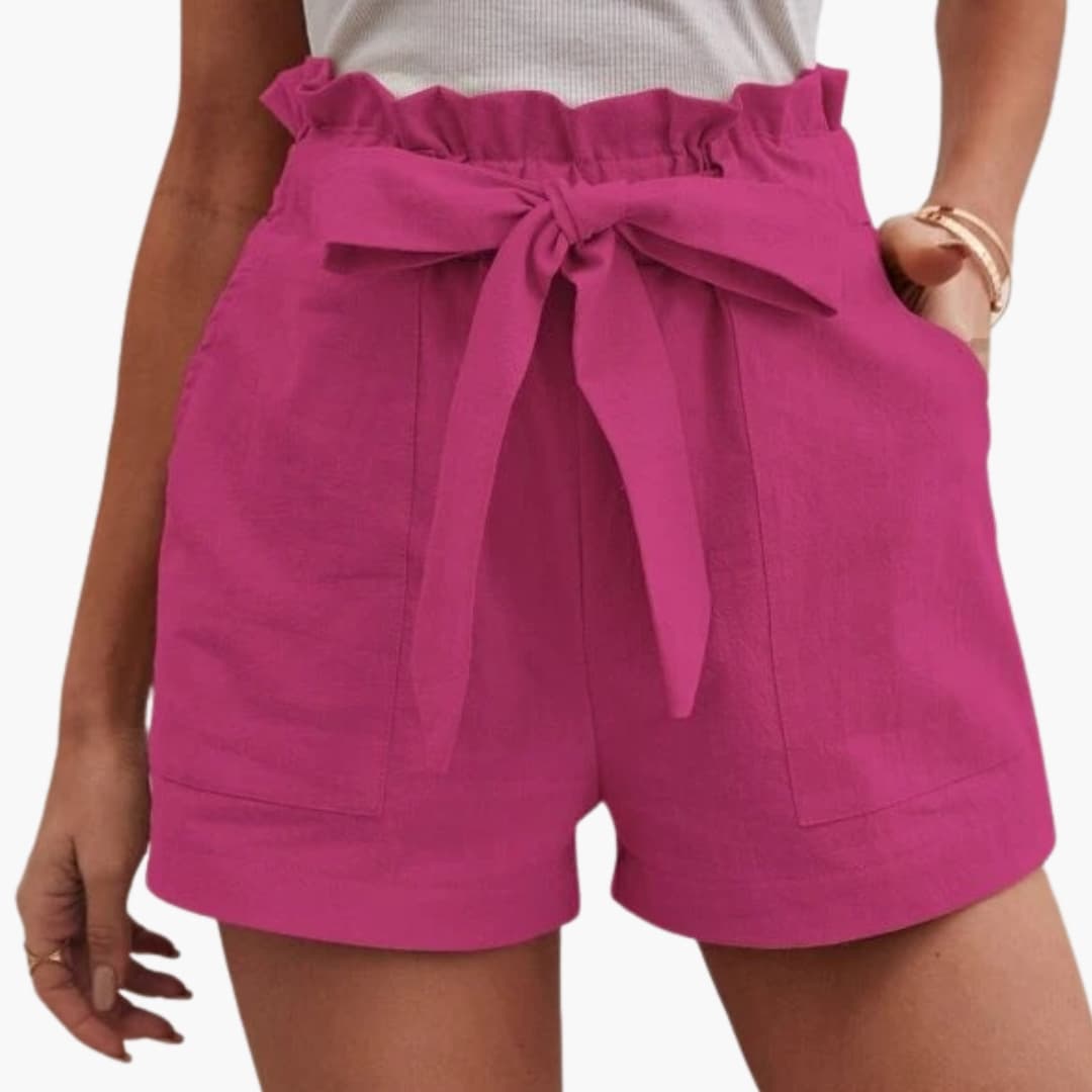 Damen Shorts mit Bindegürtel und breitem Bund Freizeit