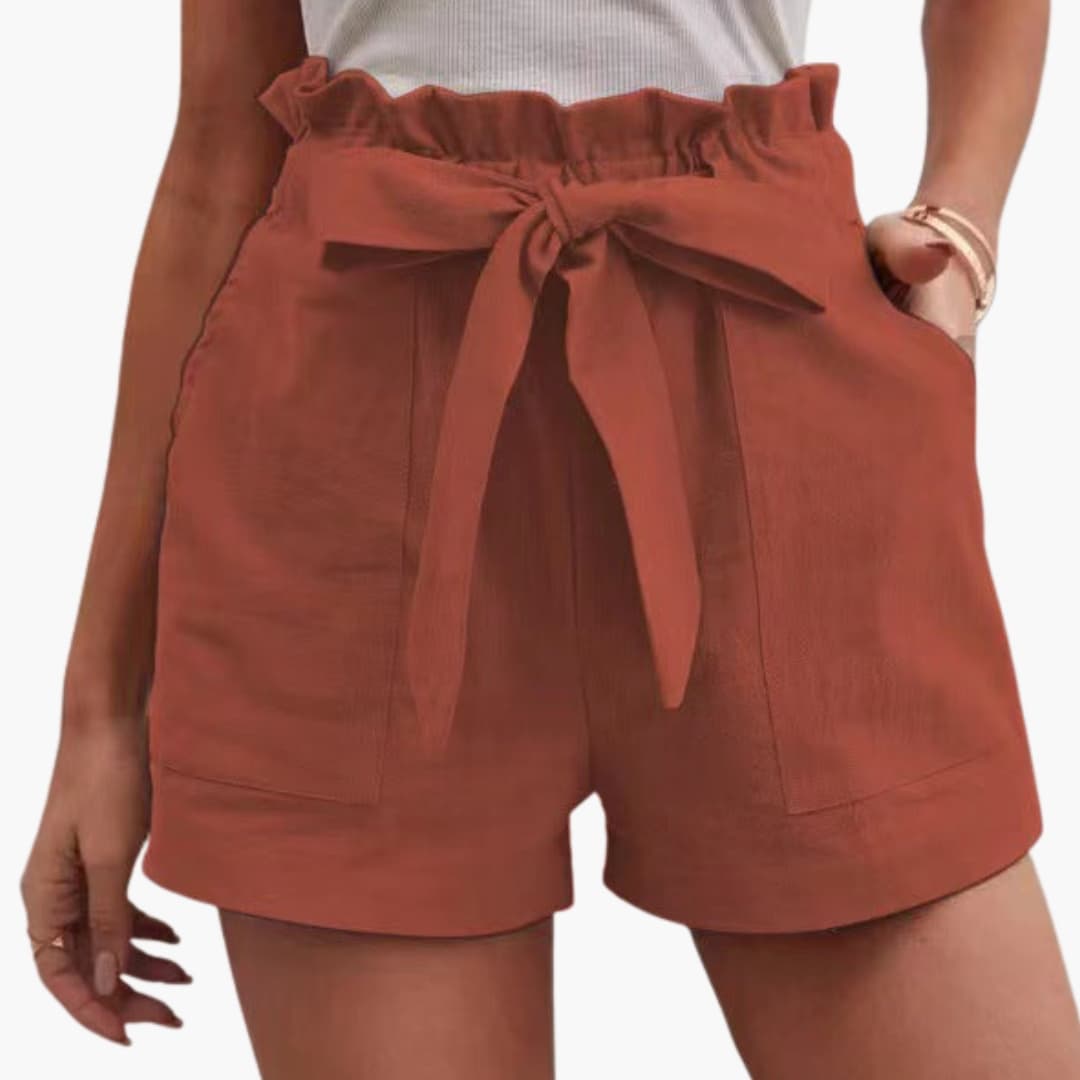 Damen Shorts mit Bindegürtel und breitem Bund Freizeit