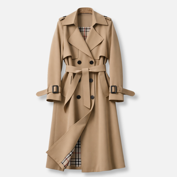 Damen Trenchcoat Slim Fit mit Gürtel Eleganter Alltagsmantel
