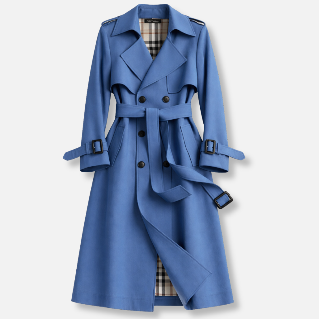 Damen Trenchcoat Slim Fit mit Gürtel Eleganter Alltagsmantel