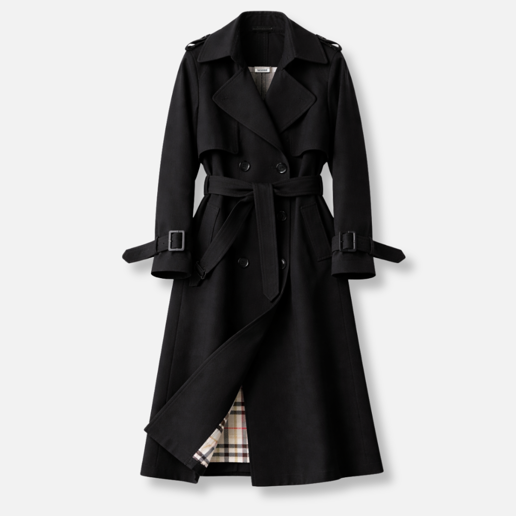 Damen Trenchcoat Slim Fit mit Gürtel Eleganter Alltagsmantel