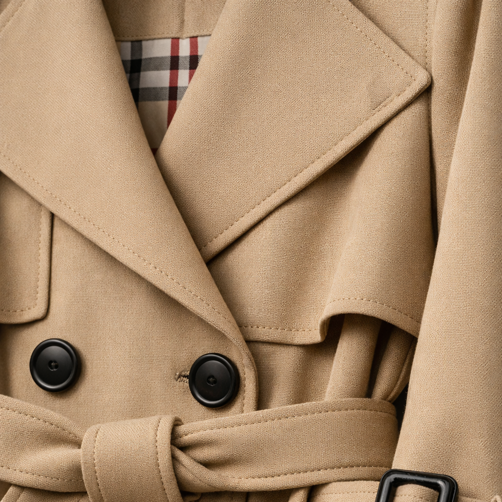 Damen Trenchcoat Slim Fit mit Gürtel Eleganter Alltagsmantel