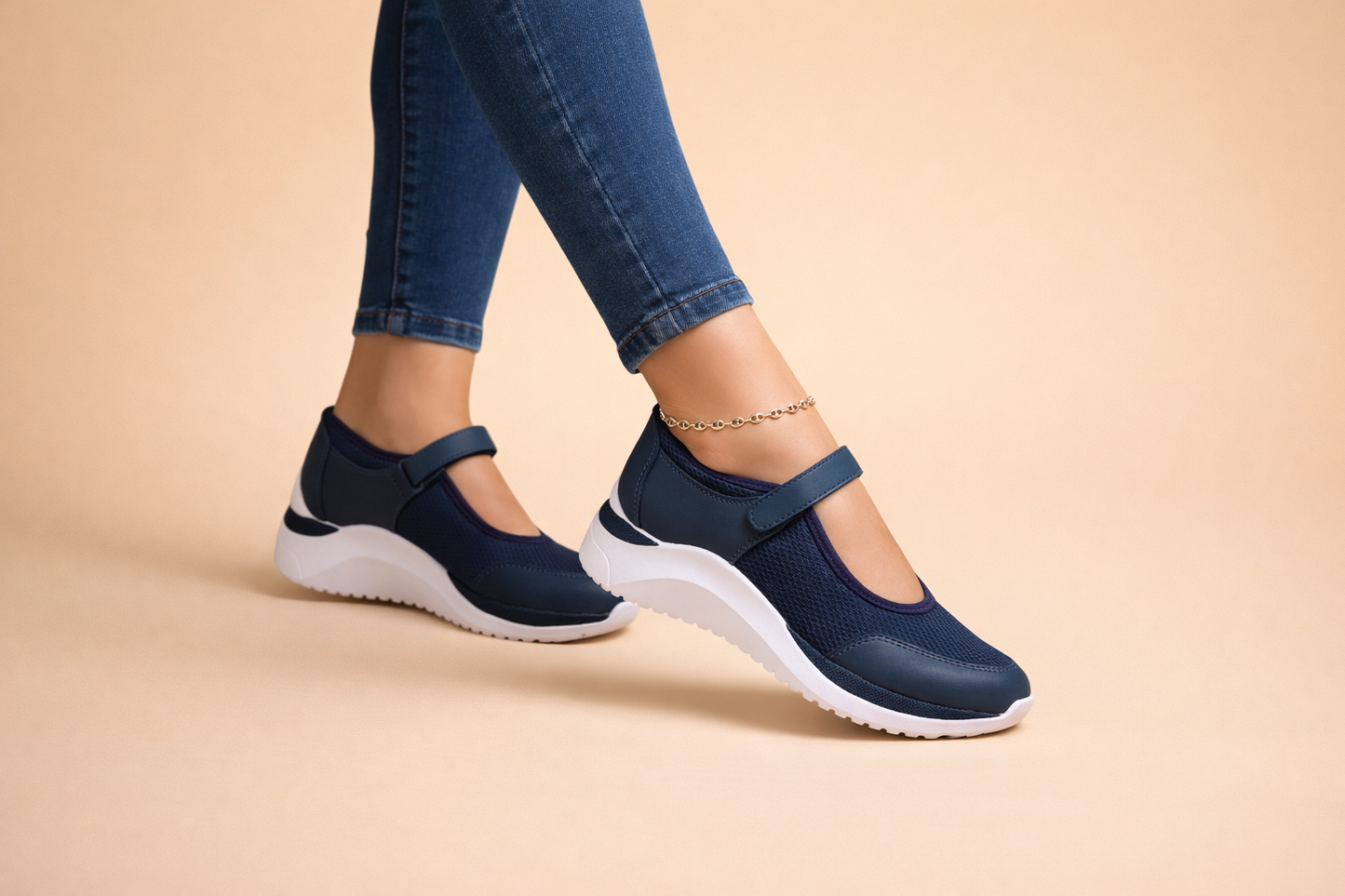 Sneaker Damen Bequem Atmungsaktiv Mary Jane Freizeit