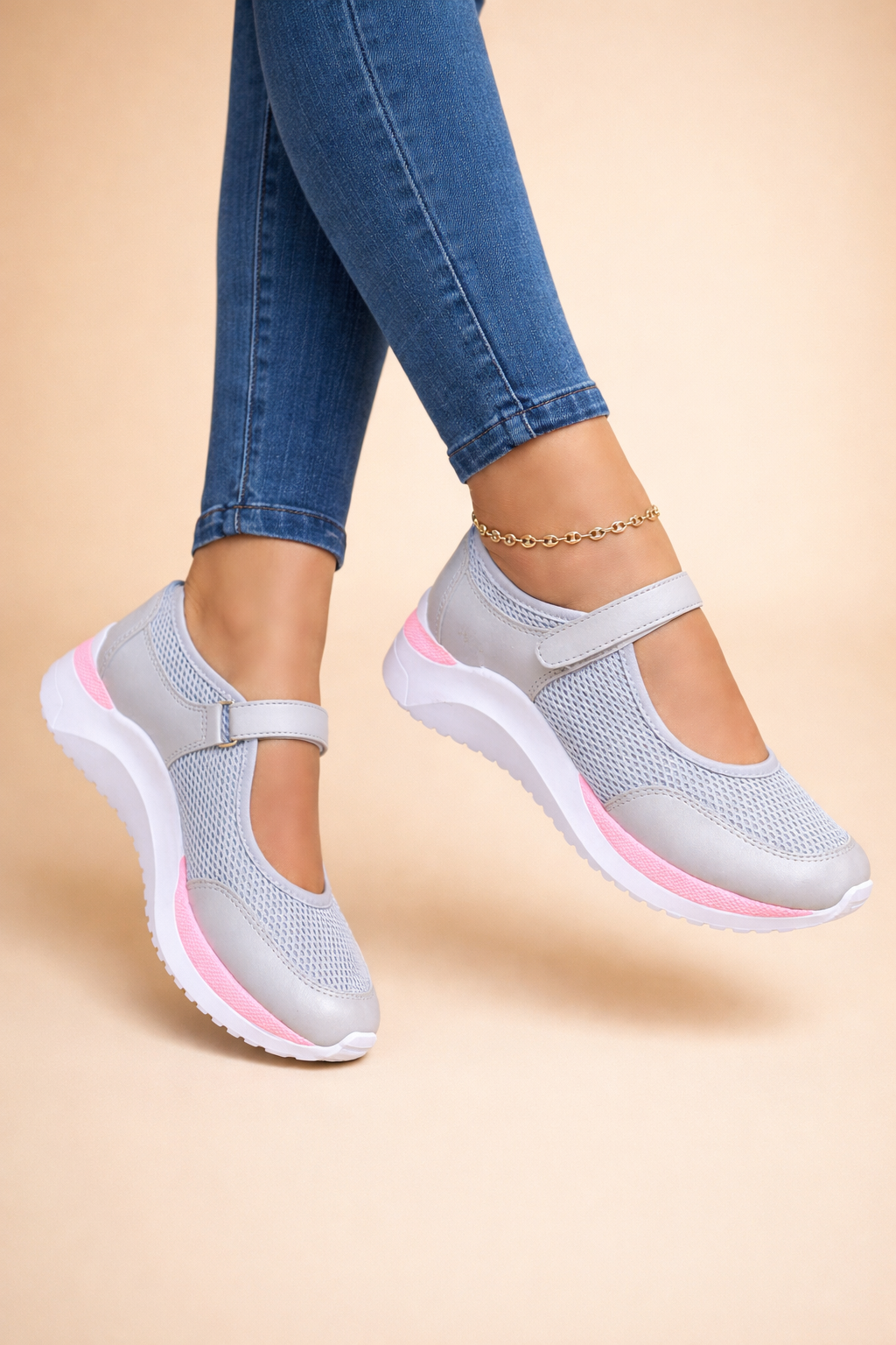 Sneaker Damen Bequem Atmungsaktiv Mary Jane Freizeit