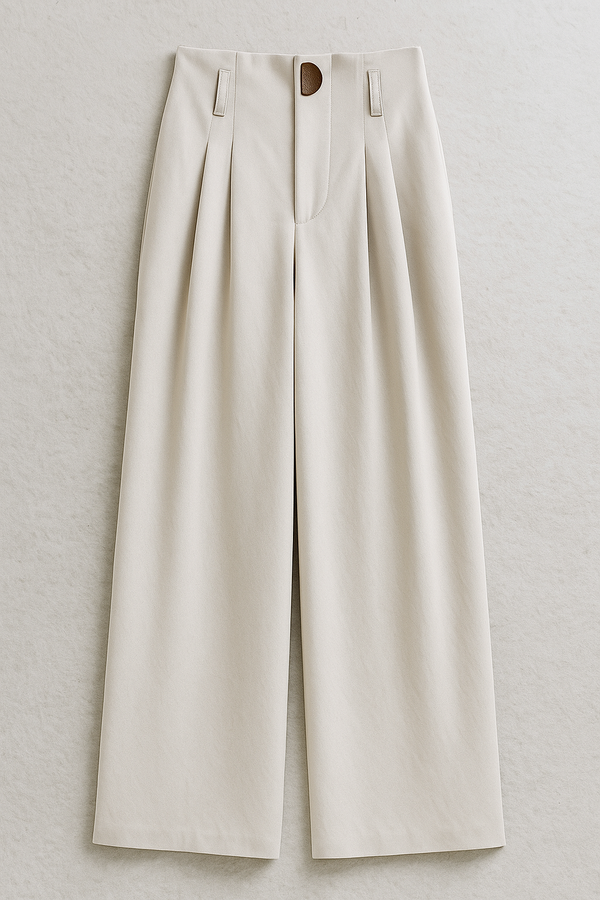 Damen Hose Weit Fit Hochtailliert Elegant Smart Casual