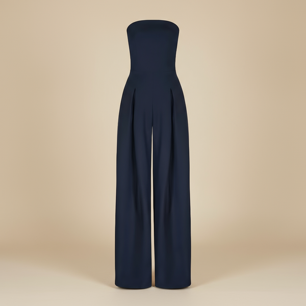 Damen Strapless Jumpsuit Tailliert Elegant Weitbeinig Sommer