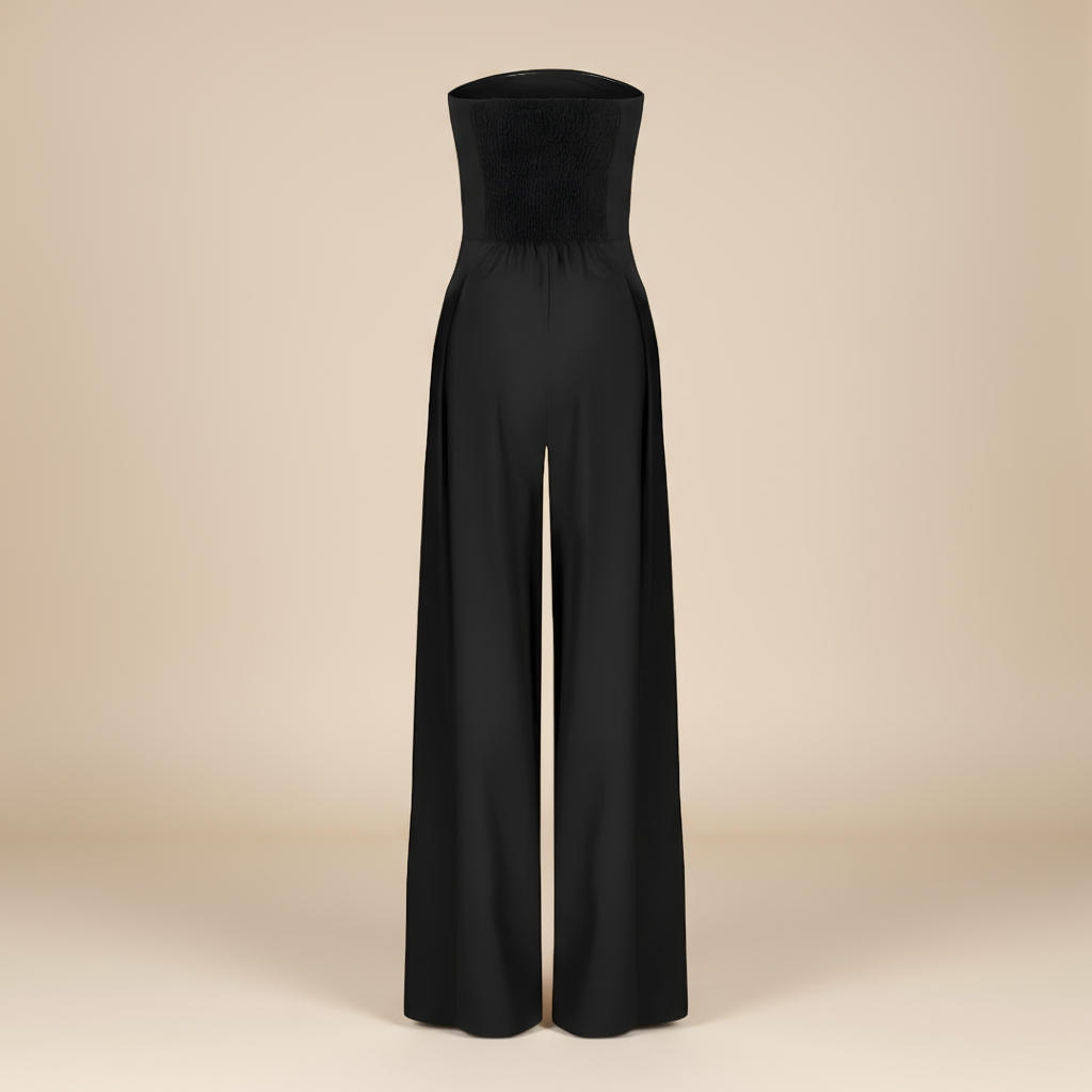 Damen Strapless Jumpsuit Tailliert Elegant Weitbeinig Sommer