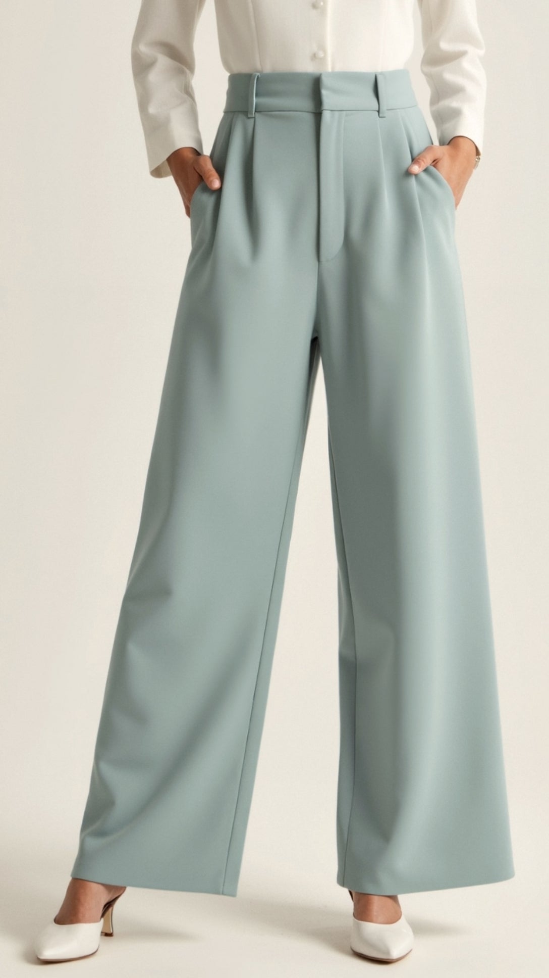 Damenweite Beinformhose Hohe Taille Smart Casual