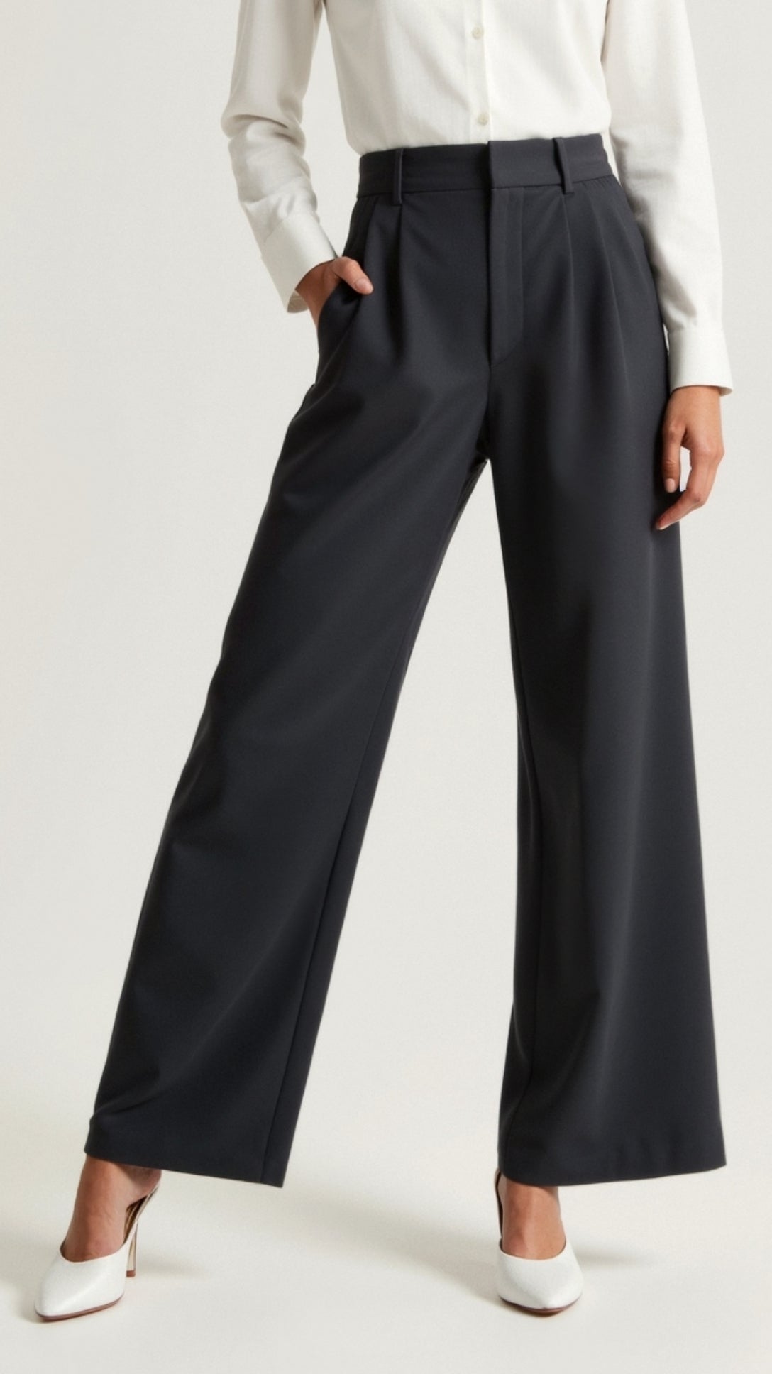 Damenweite Beinformhose Hohe Taille Smart Casual