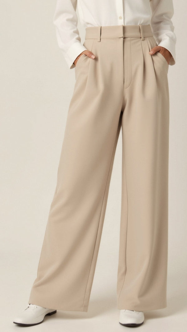 Damenweite Beinformhose Hohe Taille Smart Casual