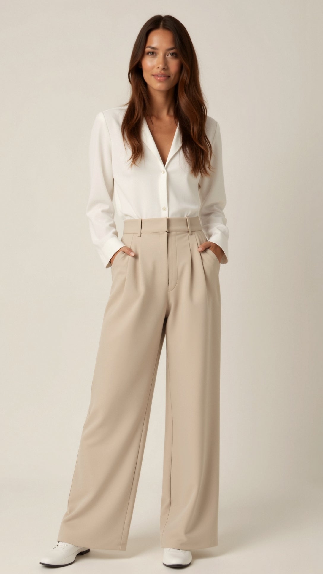 Damenweite Beinformhose Hohe Taille Smart Casual