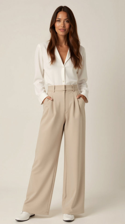 Damenweite Beinformhose Hohe Taille Smart Casual