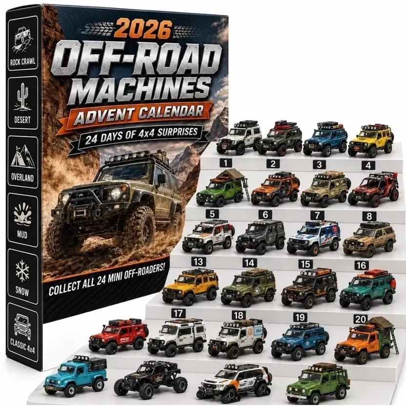 Adventskalender mit 24 klassischen Miniaturautos und Motorrädern