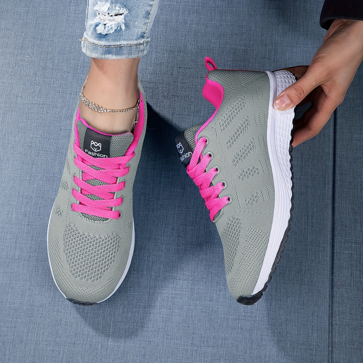 Leichte Strick-Sneaker Damen Regular Fit Freizeit Sommer